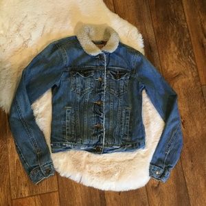 sherpa denim jacket hollister